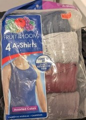 Men’s Fruit Of The Loom A-Shirts Assorted Colors Size M Package Of 4