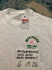 NWT Nike Air Jordan Graphic MJ’s Pizza 23 White T-Shirt Men’s Sz L FREE SHIP