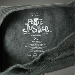 Poetic Justice Men’s Black Graphic Print Crew Neck Short Sleeve Tee XL Cotton