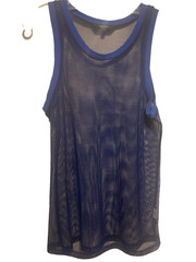 Men’s Ture TrendyFishnet Mesh Tank Top Vest Royal Blue Stretch Size Small NWOT