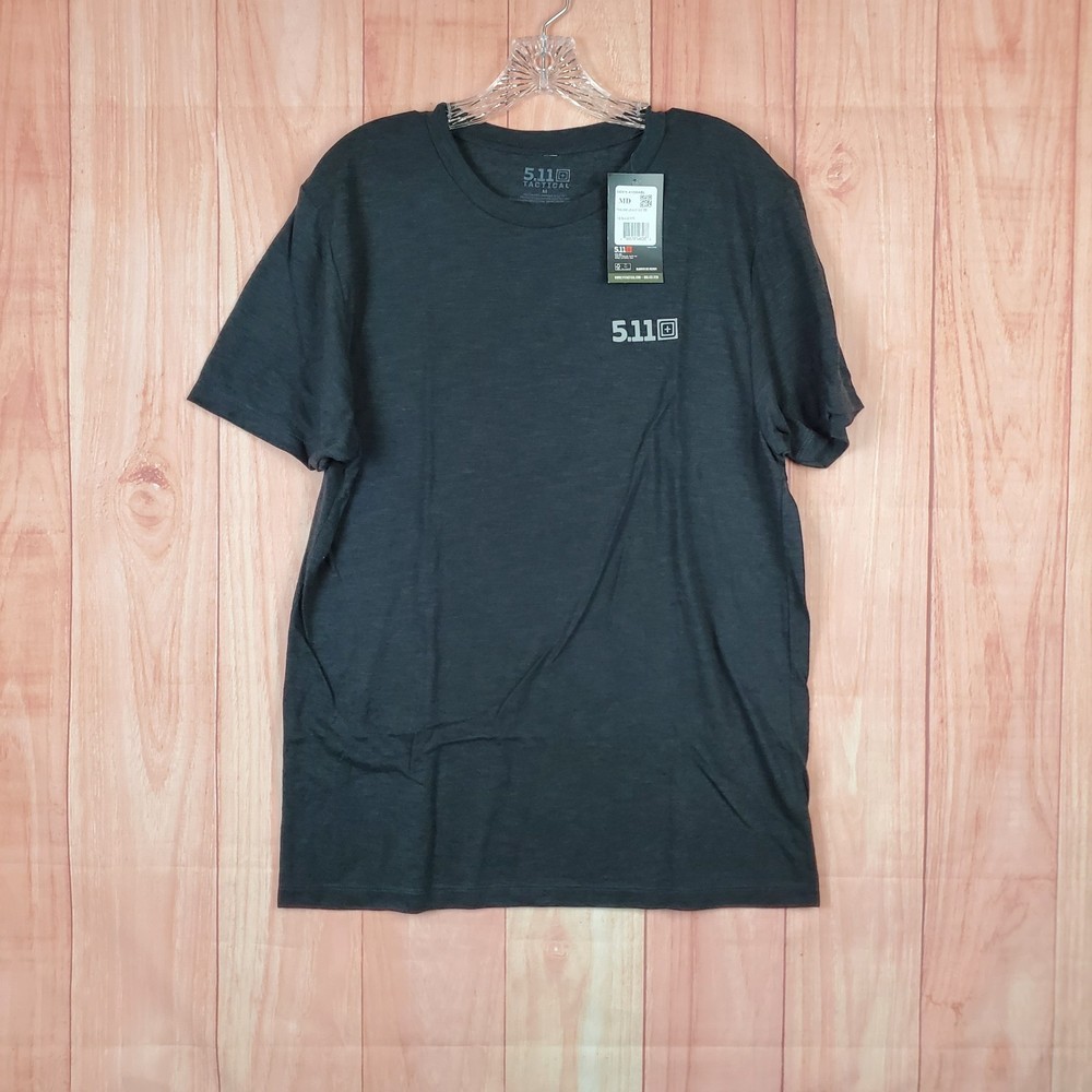 5.11 Tactical Tri Blend Legacy Shirt Mens Medium Heather Black Logo Pullover Tee