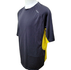Reebok Men’s Size L Solid Gray & Yellow Workout Running Crew-Neck T-Shirt