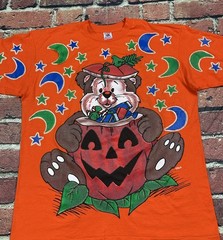 Vintage 90s Trick Or Treat Halloween Bear FREEZE All Over Print T-Shirt Size XL