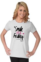 Smile Its Friday Funny Weekend TGIF Gift Womens Short Sleeve Ladies T Shirt