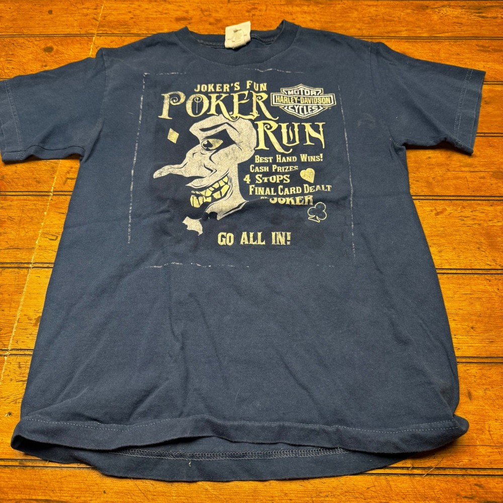 Harley-Davidson Joker Poker Run T-Shirt Mens Small Navy Brandywine PA Dealer