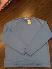 NWT Peter Millar Blue Beaumont Performance Crew LS Pullover Mens Sz XL $145