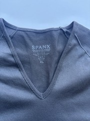 Spanx Cotton Compression Black V Neck Shirt BRAND NEW sz XL