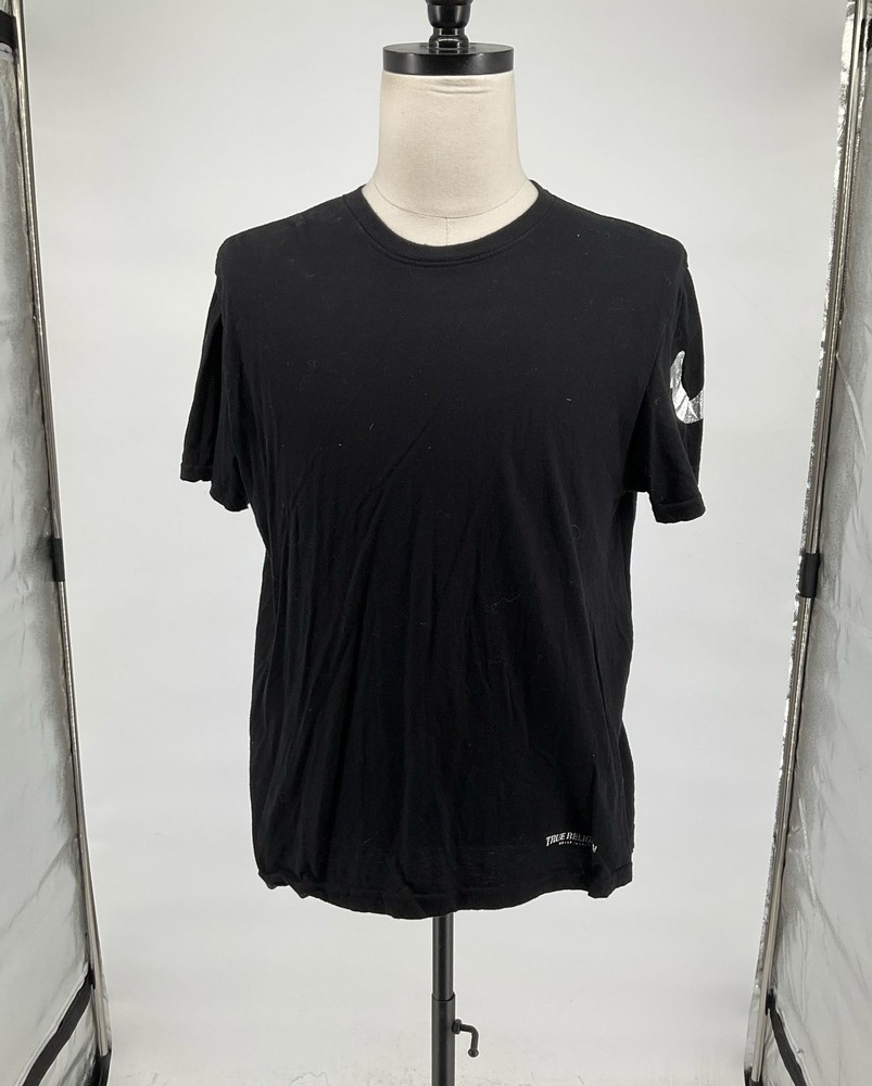 True Religion Black & Metallic Silver Graphic Crewneck T-Shirt Size L