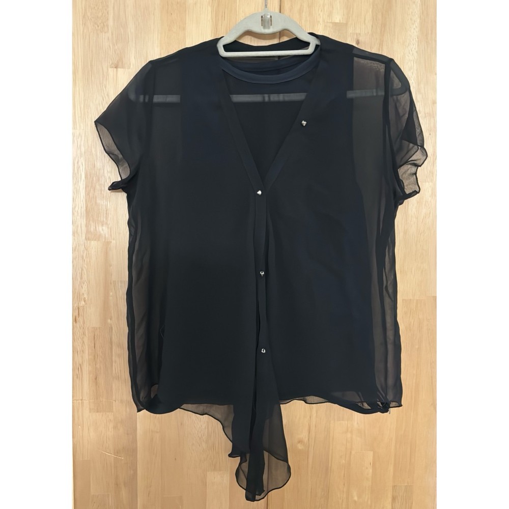Diesel See-Through Top Black S/M Studded Button Japan