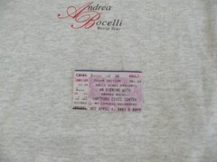 Andrea Bocelli Vintage 2001 World Tour Concert T-Shirt with Program and Ticket