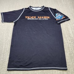 Tiger Shark Brazilian Jiu Jitsu Rash Guard Men Large Gameness Black Big Logo USA