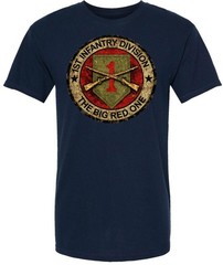 1st Infantry Division Big Red One Printed T-Shirt Army Military 100% Cotton Tee