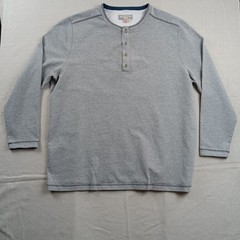 Carbon2Cobalt Mens XXLT Gray Long Sleeve Heavyweight Cotton Henley Shirt Tall