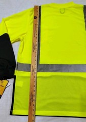 North 15 High Vis LS Safety Work T-Shirt Pocket ASNI Class 2 Yellow Black Sz L