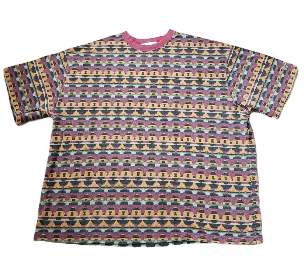 Vintage 90s Columbia Aztec Southwestern Sz 2XL Mens All Over Print Heavy T-Shirt
