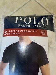 Ralph Lauren Big & Tall White 1XB Crew Stretch Classic Fit T-Shirt 3 Pack NWT