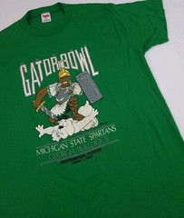 Vintage Michigan State University Spartans Gator Bowl 1988 Print T Shirt Rare