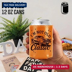 Gifts for Dad Men Husband Grandpa, I’m Not Old I’m Classic Leather Can Cooler Sl