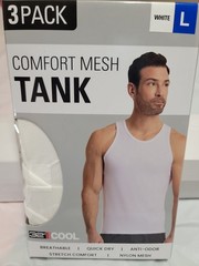 Brand New 32 Degrees Cool Men’s Comfort Mesh Tank Tops – 3 Pack White Large