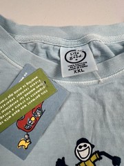 New Life Is Good Shirt Mens 2XL Blue Running Guy Graphic Tee Casual Cotton Top