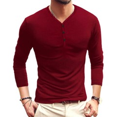 Zonbailon men’s t-shirt solid color crewneck slim fit Long sleeve bottomed shirt