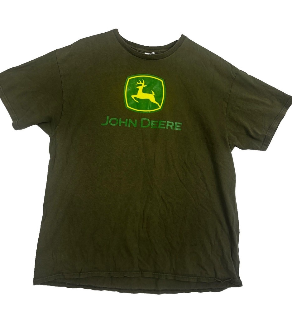 John Deere Logo Graphic T Shirt Green Adult XL Delta Pro Weight Farm Tractor Tee