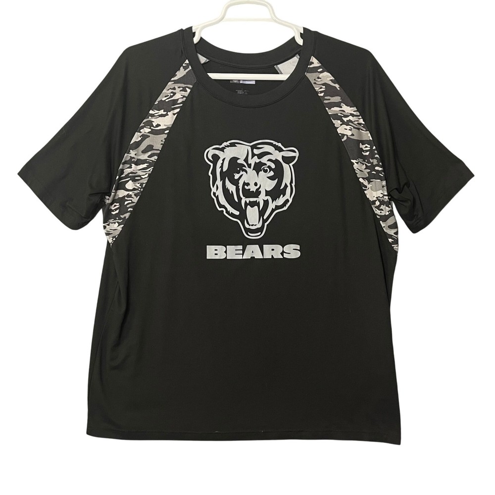 Chicago Bears NFL Team Apparel Mens Black Camo Raglan T Shirt Size XL