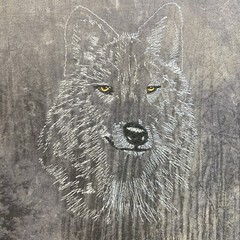 Vintage Wolf Shirt Lg Acid wash Single stitch Grunge outdoors Animals Hanes PFD