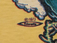 Vintage 70s Single Stitch Shirt Mens Large Yellow Surfer Graphic Double Sided