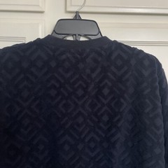 Edifice Pull Over Shirt Navy Velvet Textured Fabric Size XL Cotton Short Sleeve