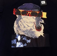 Men’s XRAY Graphic T-Shirt Sz L Monkey Sunglasses Pipe Hat Navy Cotton Slim Fit