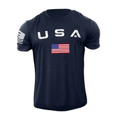 Men’s Casual USA Flag T-Shirt Breathable Light 100% Cotton T-Shirt Size L-6XL US
