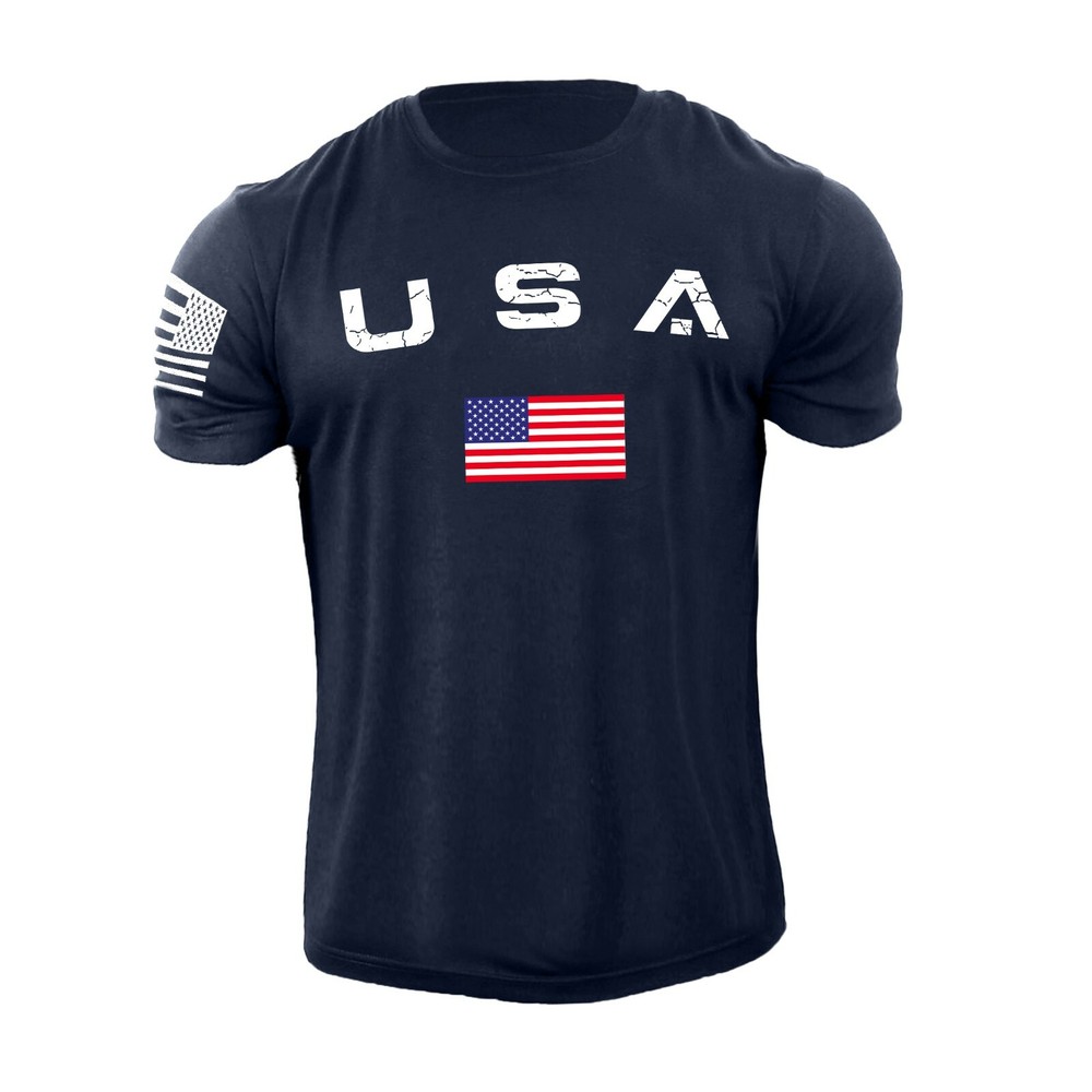New Men’s Casual USA Flag T Shirt American Patriotic 100% Cotton Plus Size L-6XL