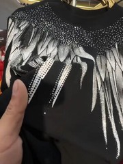 Men Fashion Luxury Trend Wings Drills Rhinestone Diamond Streetwear T-Shirt