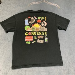 Converse Oversized Fit T Shirt Mens M Black Graffiti Cartoon Short Sleeve Summer