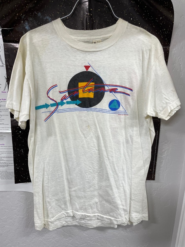 Vintage Santana Shirt XL 1985 Single Stitch Screen Stars Used 100% Cotton