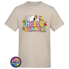 Hello Summer T-Shirt Unisex S-2XL AWDis Summer Beagle Tee Dog & Bird Top Gift