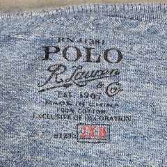 Polo Ralph Lauren T-Shirt Mens 2XB Blue Long Sleeve Crew Neck Pocket Pony Logo