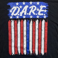 DARE Mens 3XL American Flag Thin Blue Line Graphic Tee Black Gildan Americana