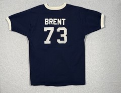 Vintage Russell Athletic Knit Ringer Tee Mens L Navy White BRENT 73 Jersey USA