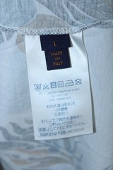 Louis Vuitton Men’s Large White Blue Short Sleeve Leaf Print Cotton T-Shirt