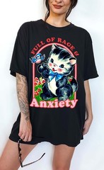 Full of Rage & Anxiety Kitty Graphic Tee Funny Vintage Cat Shirt