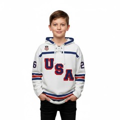 USA Hockey Shield 2026 Replica Jersey Vintage White Lace Hoodie