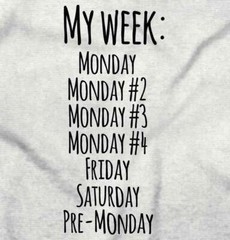 Funny Monday Sucks Friday Work Week Weekend Womens or Mens Crewneck T Shirt Tee