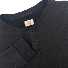 Marine Layer Mens Charcoal Gray Long Sleeve Henley Shirt XL Raw Hem Soft Knit