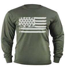 Mens Graphic Tee Military Tactical Gear T-shirt American Flag Bullet Holes Decal