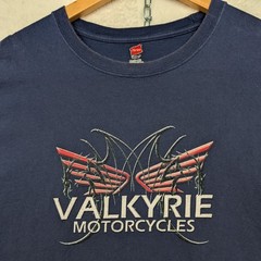 VTG Hanes T-Shirt Men’s XL Navy Blue Valkyrie Motorcycles Biker Streetwear Y2K
