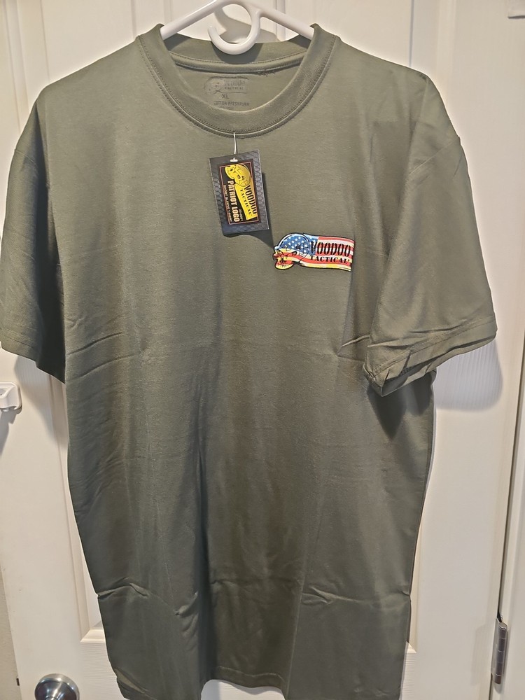 Voodoo Tactical T-Shirt Men’s XL Od Green Patriotic Ribbon Logo Cotton
