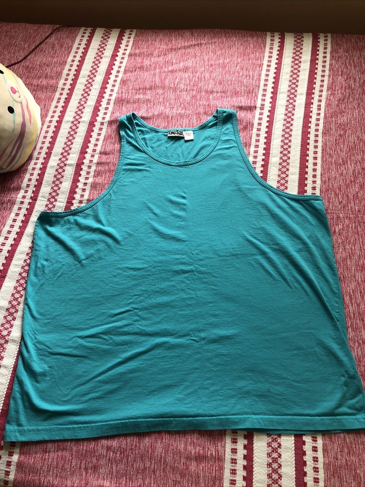 NWOT KingSize Shrink-Less Aquamarine Blue Tank Top 4XL 100% cotton