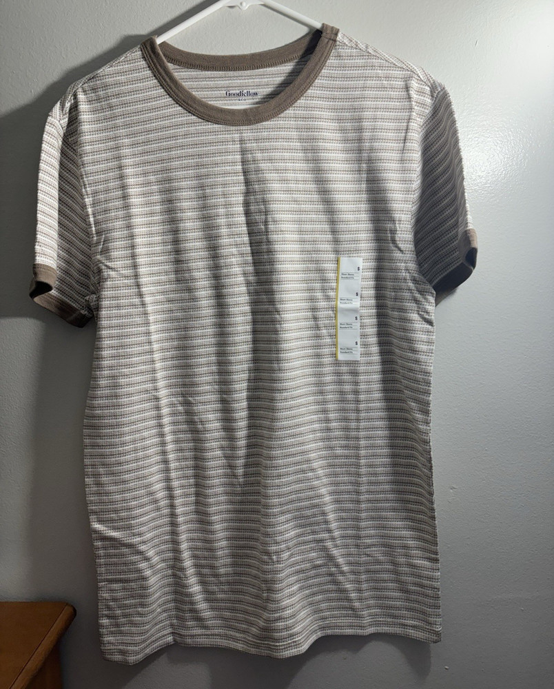 Goodfellow & Co Men’s Striped Crew Neck Short Sleeve T-Shirt Standard Fit S